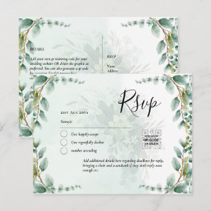 QR CODE UAWG Eucalyptus Verlasse Greenery Wedding  Postkarte