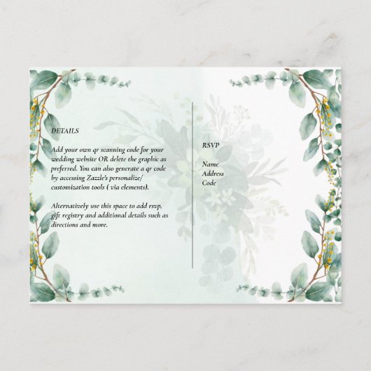 QR CODE UAWG Eucalyptus Verlasse Greenery Wedding  Postkarte (Rückseite)