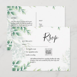 QR CODE UAWG Eucalyptus Verlasse Greenery Wedding  Postkarte