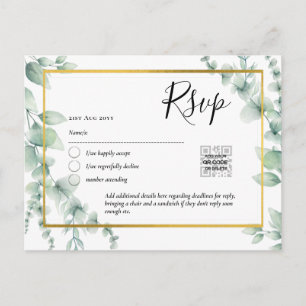 QR CODE UAWG Eucalyptus Verlasse Greenery Wedding  Postkarte