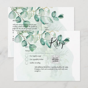 QR CODE UAWG Eucalyptus Verlasse Greenery Wedding  Postkarte