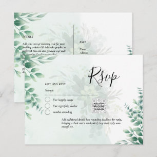 QR CODE UAWG Eucalyptus Verlasse Greenery Wedding Postkarte