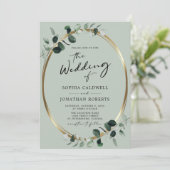 QR Code UAWG Eukalyptus Calligraphy Sage Wedding Einladung (Stehend Vorderseite)