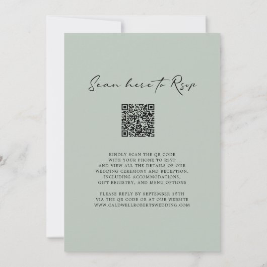 QR Code UAWG Eukalyptus Calligraphy Sage Wedding Einladung (Rückseite)