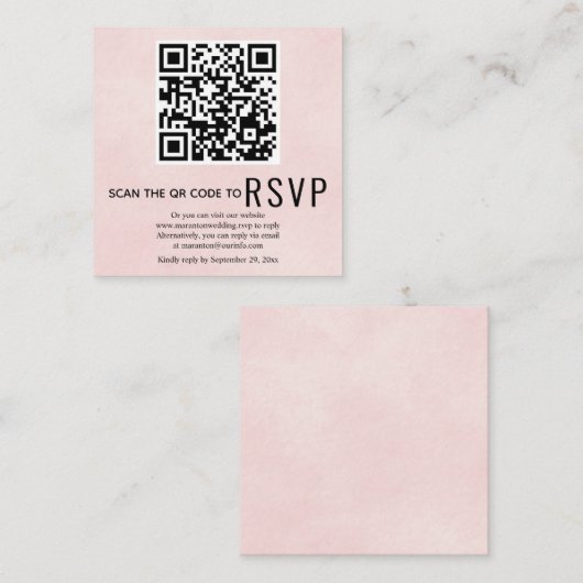 QR-Code UAWG fleckte weiche rosa Hochzeit Begleitkarte (Vorne/Hinten)