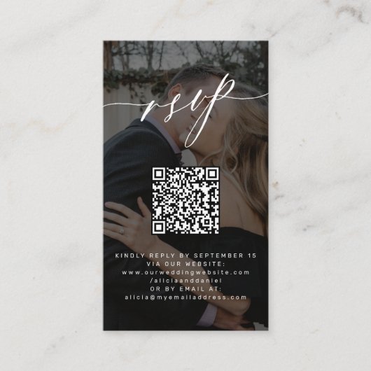 QR-Code UAWG Foto Hochzeitswebsite elegant Begleitkarte (Vorderseite)