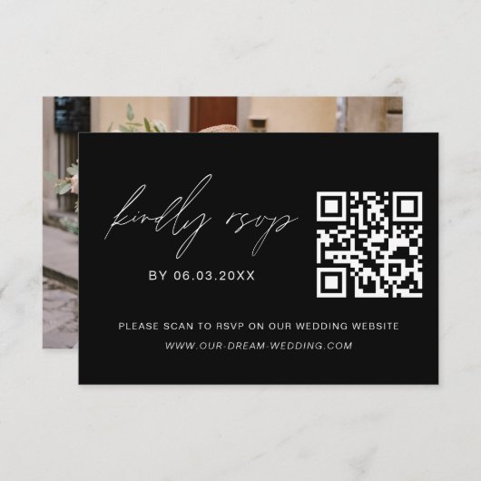 QR Code UAWG Foto Minimalistisch Wedding Website RSVP Karte (Vorne/Hinten)