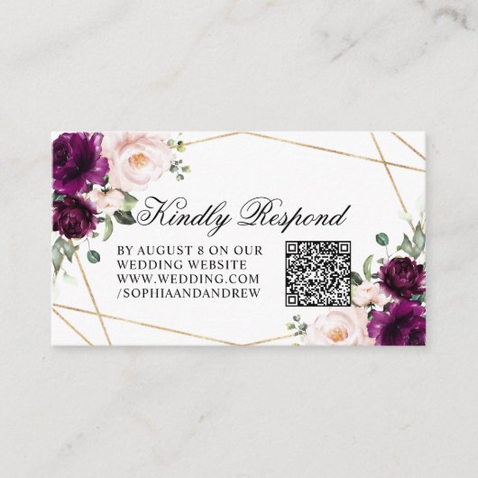 QR-Code-UAWG für Blumenzehen mit lila Rose Begleitkarte (Vorderseite)
