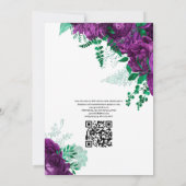 QR-Code-UAwg für Hochzeiten mit lila und grüner Bl Einladung (Rückseite)