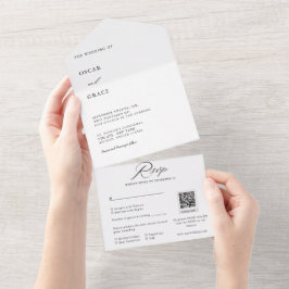 Qr-Code-UAWG für Minimalistische Hochzeiten in Sch All In One Einladung