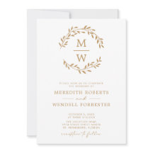 QR Code UAWG Gold auf White Monogram Wreath Weddin