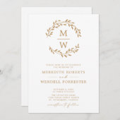 QR Code UAWG Gold auf White Monogram Wreath Weddin Einladung (Vorne/Hinten)