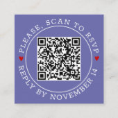 QR-Code UAWG Grenz Herzen periwinkle blauen Hochze Begleitkarte (Vorderseite)