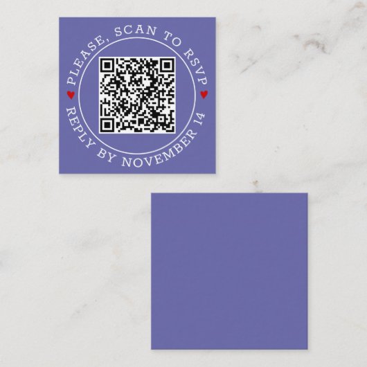 QR-Code UAWG Grenz Herzen periwinkle blauen Hochze Begleitkarte (Vorne/Hinten)
