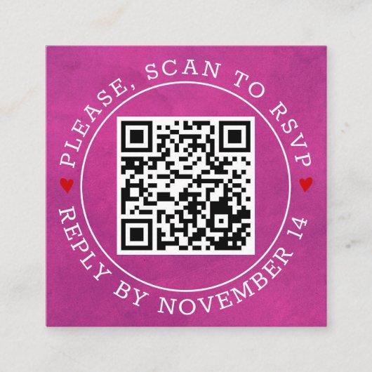 QR-Code UAWG grenzfarbene fuchsienrosa Hochzeit E Begleitkarte (Vorderseite)