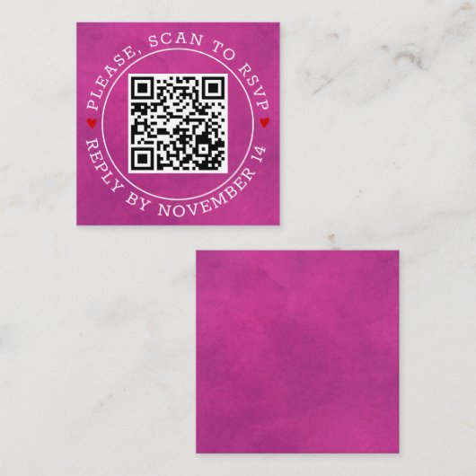 QR-Code UAWG grenzfarbene fuchsienrosa Hochzeit E Begleitkarte (Vorne/Hinten)