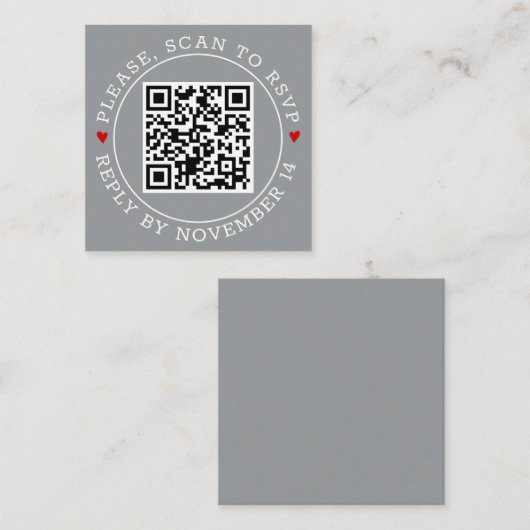 QR-Code UAWG grenzt an moderne graue Hochzeit Begleitkarte (Vorne/Hinten)