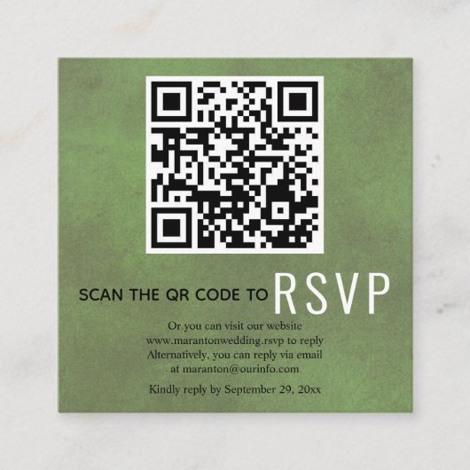 QR-Code UAWG grüne Hochzeitsszenario Begleitkarte (Vorderseite)