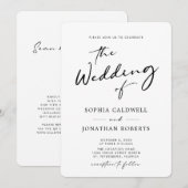 QR Code UAWG Kalligrafie Schwarz-Weiß-Hochzeit Einladung (Vorne/Hinten)