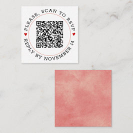 QR-Code UAWG korallenrosa Grenze und Herz Hochzeit Begleitkarte