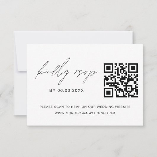 QR Code UAWG Minimalistisch Wedding Website Elegan RSVP Karte (Vorderseite)