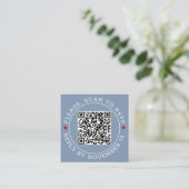 QR-Code UAWG mit Grenzherzen staubige blaue Hochze Begleitkarte (Stehend Vorderseite)
