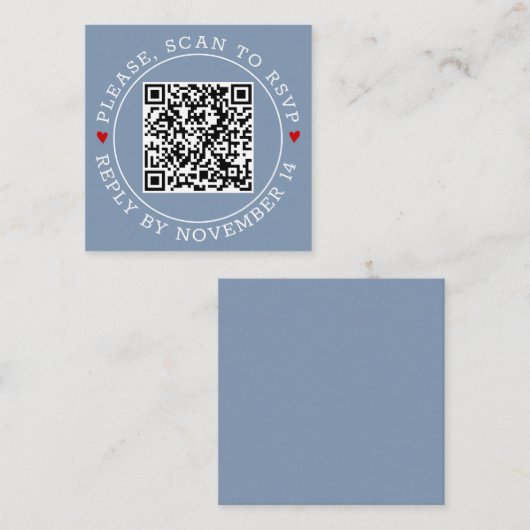 QR-Code UAWG mit Grenzherzen staubige blaue Hochze Begleitkarte (Vorne/Hinten)