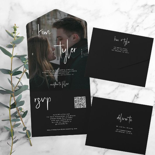 QR-Code uAwg Moderne Hochzeit All In One Einladung