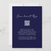 QR Code UAWG Navy Blue Monogram Wreath Wedding Einladung (Rückseite)