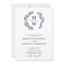 QR Code UAWG Navy Blue Monogram Wreath Wedding