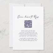 QR Code UAWG Navy Blue Monogram Wreath Wedding Einladung (Rückseite)