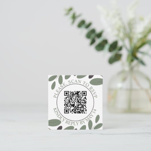 QR-Code UAWG, Olivenzweig Mittelmeerhochzeit Begleitkarte (Stehend Vorderseite)