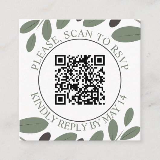 QR-Code UAWG, Olivenzweig Mittelmeerhochzeit Begleitkarte (Vorderseite)