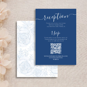 QR Code UAWG Online Blue Floral Empfang Details Begleitkarte