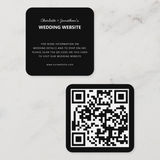 QR Code UAWG Online Wedding Website Simple Black Begleitkarte (Vorne/Hinten)