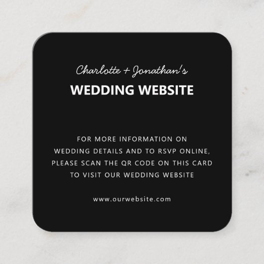 QR Code UAWG Online Wedding Website Simple Black Begleitkarte (Vorderseite)