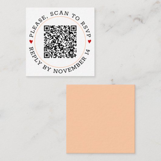 QR-Code UAWG peach border with herts wedts Begleitkarte (Vorne/Hinten)