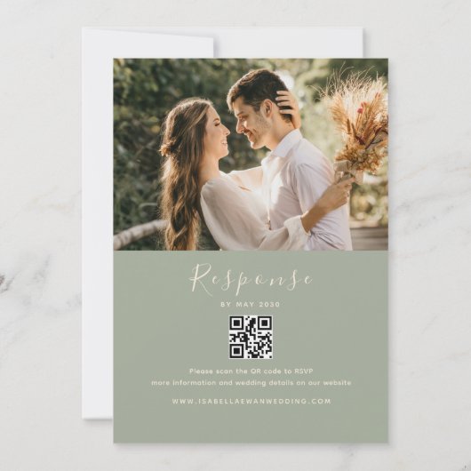 QR Code UAWG Sage Green Wedding Einladung (Rückseite)
