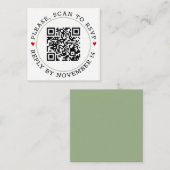 QR-Code UAWG sage grüne Grenze, rote Herzen Hochze Begleitkarte (Vorne/Hinten)