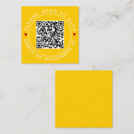 QR-Code UAWG und Herz gelbe Hochzeit Begleitkarte