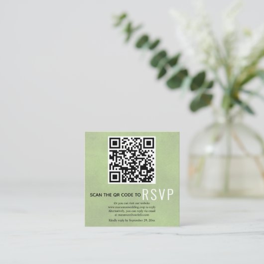 QR-Code UAWG von Salbei grün Hochzeit Umschließung Begleitkarte (Stehend Vorderseite)