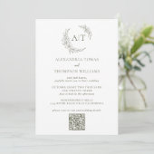 QR Code UAWG Wedding mit einfachem Sage Green Foto Einladung (Stehend Vorderseite)