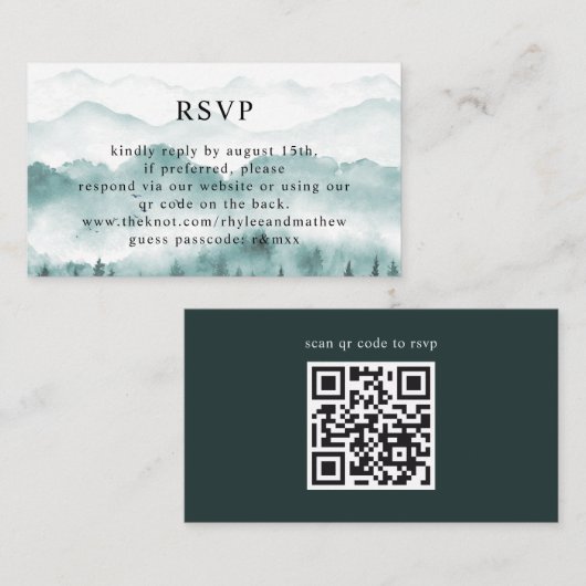 QR Code UAWG Wedding Rustic Mountain Pine Begleitkarte (Vorne/Hinten)
