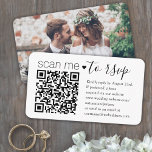 QR Code UAWG Wedding Website Einfaches Foto Respon Begleitkarte<br><div class="desc">Teilen Sie eines Ihrer Verlobung- oder Hochzeitskarten und vereinfachen Sie die UAWG-Antworten mit schicken, modernen QR Code-Gehäusekarten. Das Bild und alle Texte sind einfach anzupassen, einschließlich der Formulierung, dass "scanne mich zu uAwg". Um Ihren eigenen QR-Code mit dem Generator zu erstellen, geben Sie einfach die URL der Website in die...</div>