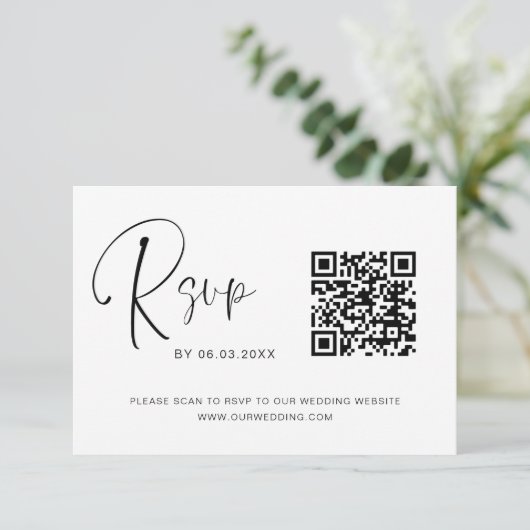 QR Code UAWG Wedding Website Elegant RSVP Karte (Stehend Vorderseite)