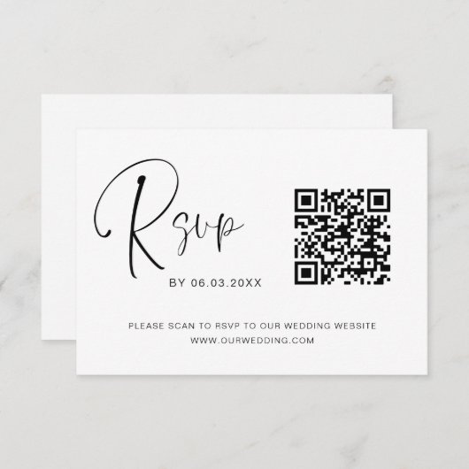 QR Code UAWG Wedding Website Elegant RSVP Karte (Vorne/Hinten)