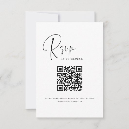 QR Code UAWG Wedding Website Elegant RSVP Karte (Vorderseite)