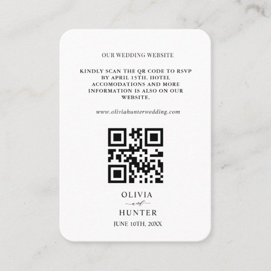 QR Code UAWG Wedding Website Enclosure Card Visitenkarte (Vorderseite)
