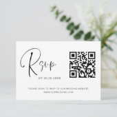 QR Code UAWG Wedding Website Foto Elegant RSVP Karte (Stehend Vorderseite)