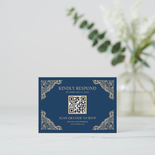 QR Code UAWG Wedding Website für Blue and Gold Fra Begleitkarte (Stehend Vorderseite)
